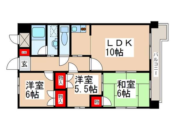 アンソレイエ国立の物件間取画像